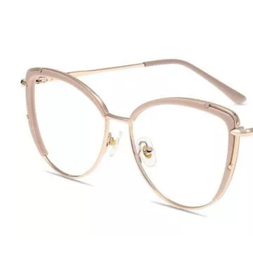 Gold and light pink cat eye glasses